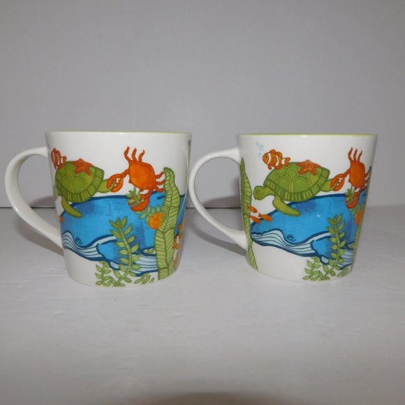 Set 2 Starbucks 2010 Under the Sea Whale Turtle Submarine Coffee Tea Mugs - Picture 2 of 10